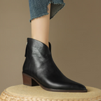 Marlene - Women's Pointed-Toe Ankle Boots with Stacked Heel