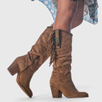 Minerva - Women's Fringe-Detail Knee-High Suede Boots