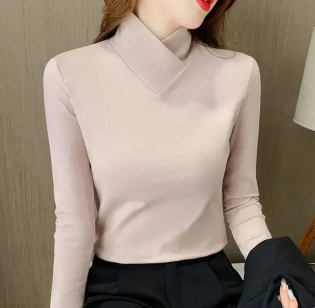 Minerva - Women's High-Neck Long-Sleeve Pullover