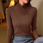 Minerva - Women's High-Neck Long-Sleeve Pullover