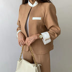 Natalie - Women's Collarless Blazer & Pleated Trouser Suit