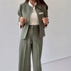 Natalie - Women's Collarless Blazer & Pleated Trouser Suit
