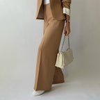 Natalie - Women's Collarless Blazer & Pleated Trouser Suit