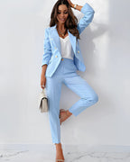 Natalie - Women's Double-Breasted Blazer Suit with Metallic Buttons