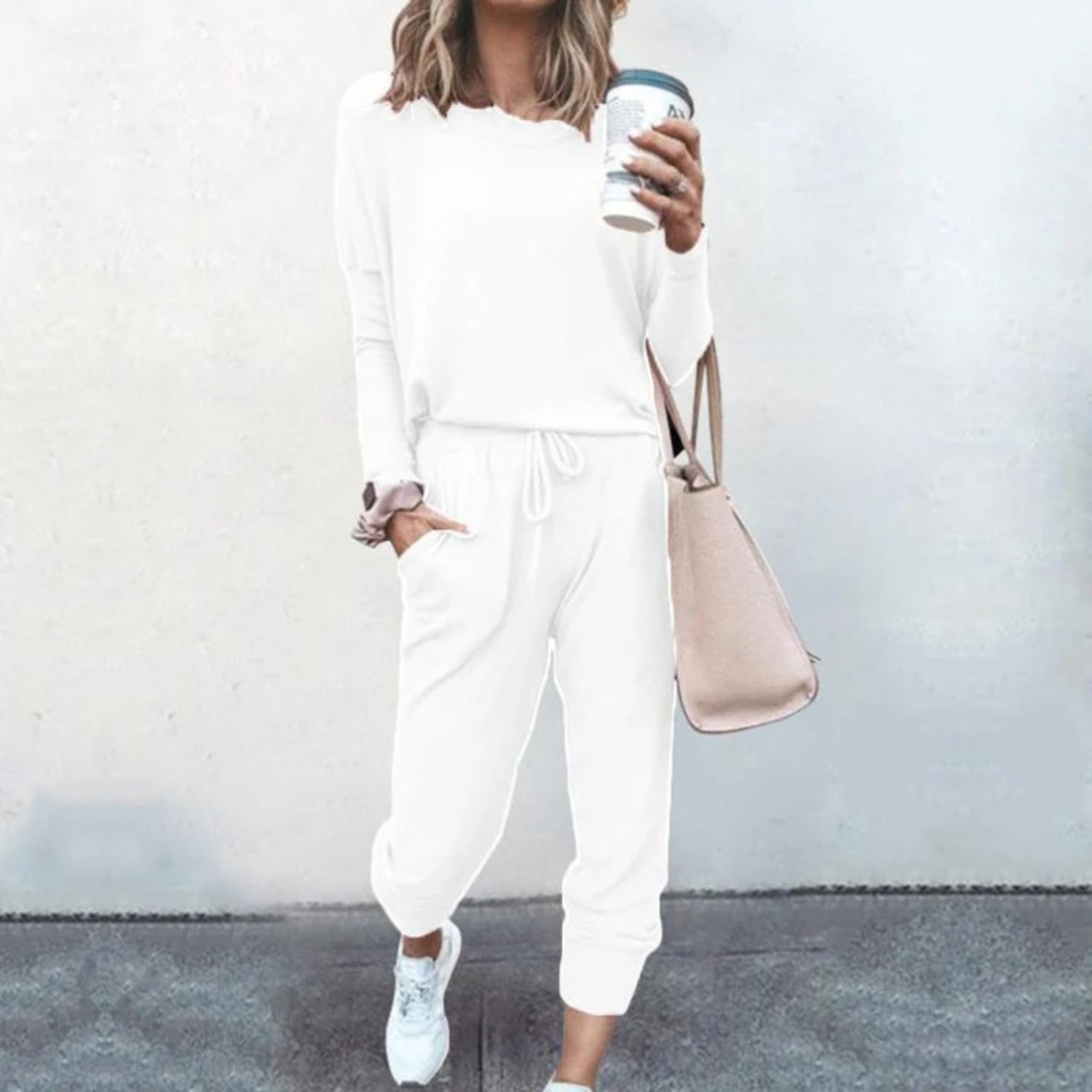 Natalie - Women's Ribbed Long-Sleeve Jogger Lounge Set