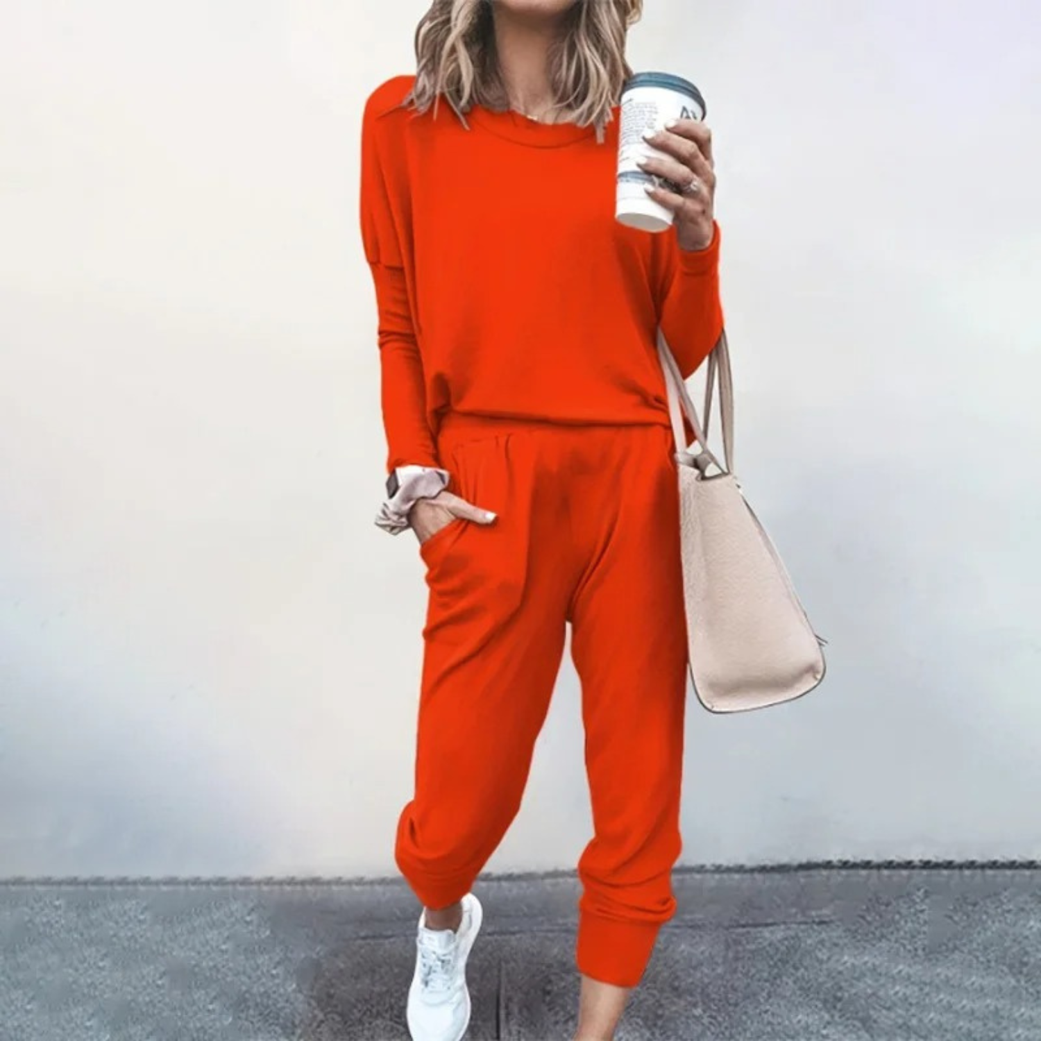 Natalie - Women's Ribbed Long-Sleeve Jogger Lounge Set