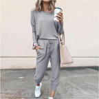 Natalie - Women's Ribbed Long-Sleeve Jogger Lounge Set