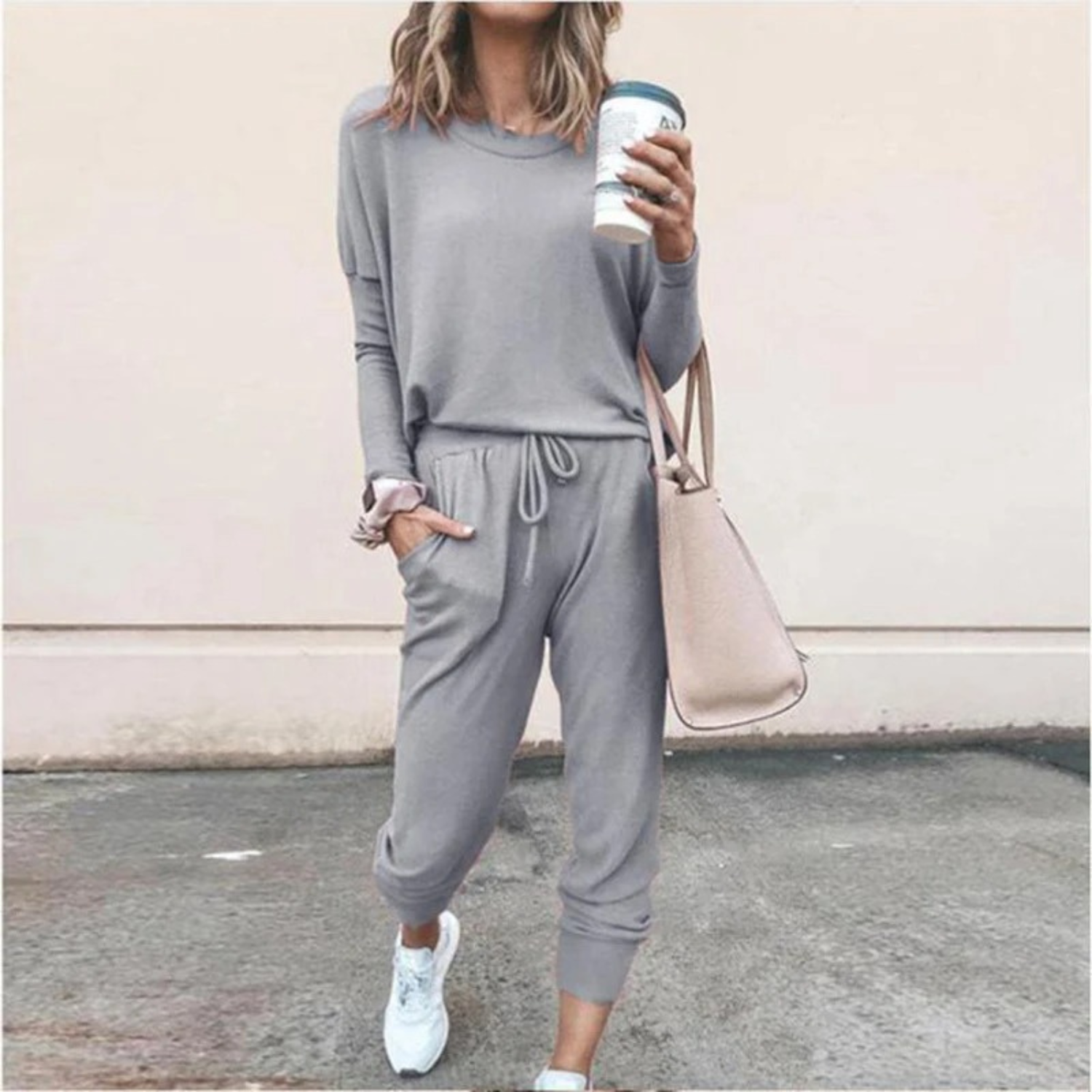 Natalie - Women's Ribbed Long-Sleeve Jogger Lounge Set