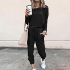 Natalie - Women's Ribbed Long-Sleeve Jogger Lounge Set