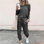 Natalie - Women's Ribbed Long-Sleeve Jogger Lounge Set
