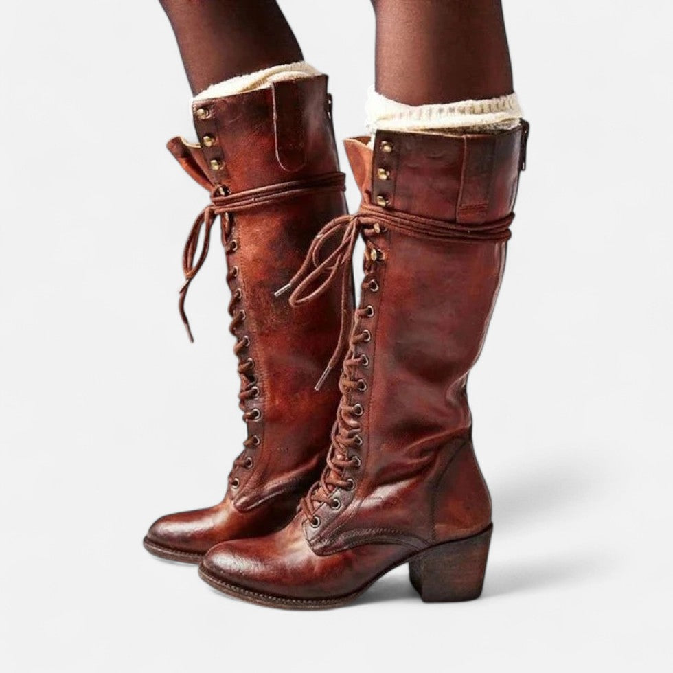 Natasha - Women's Lace-Up Knee-High Boot 
