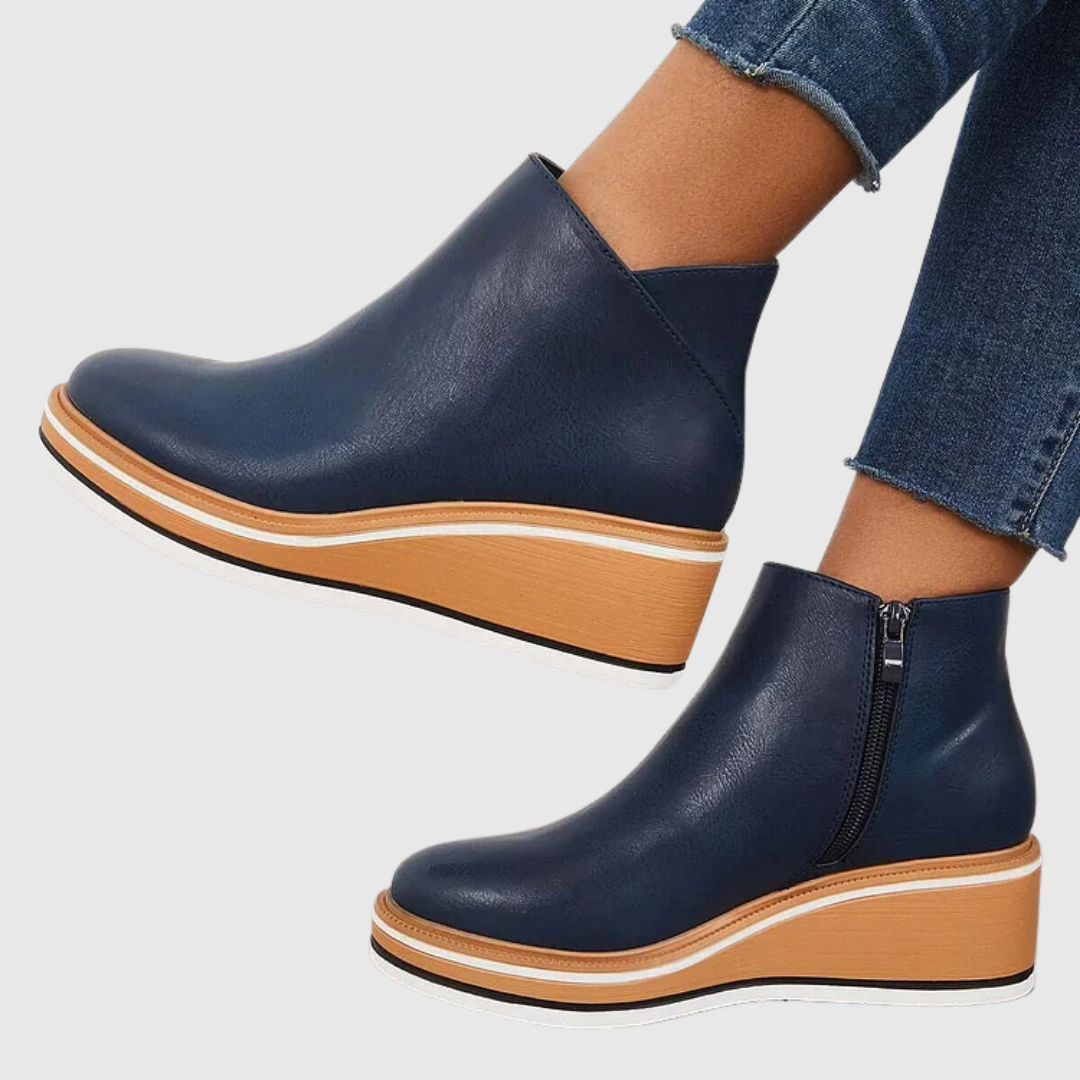 Natasha - Women's Tapered Ankle Boots with Side Zip