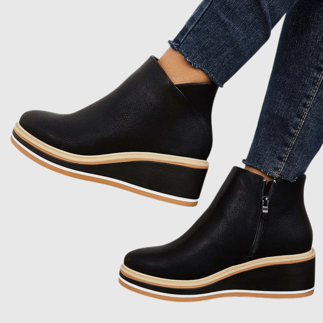 Natasha - Women's Tapered Ankle Boots with Side Zip