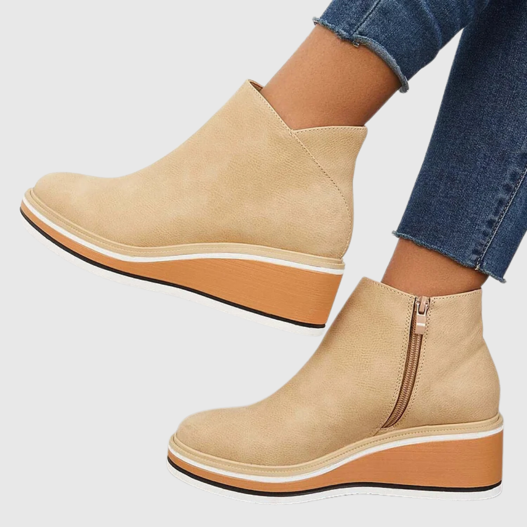 Natasha - Women's Tapered Ankle Boots with Side Zip