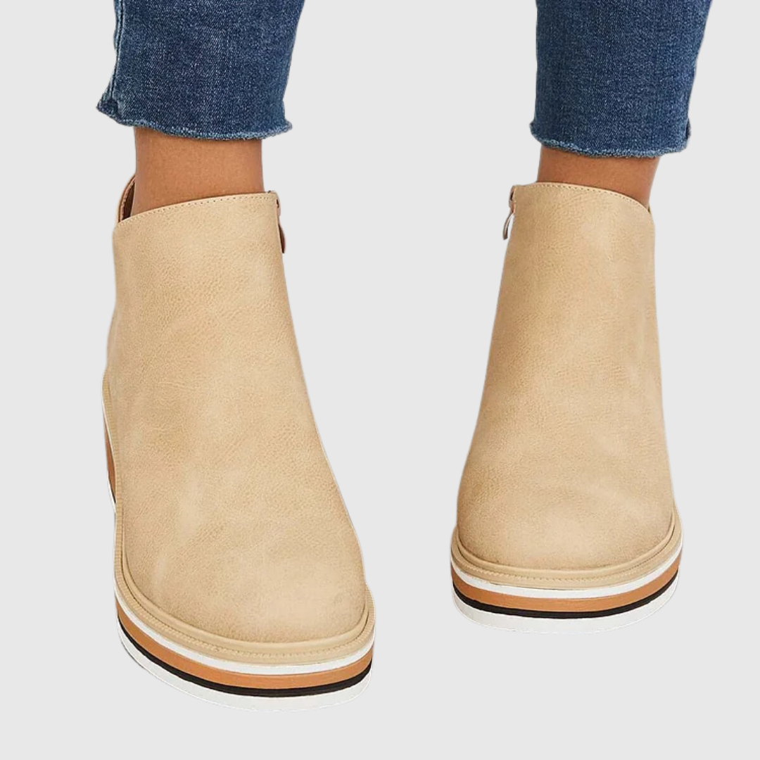 Natasha - Women's Tapered Ankle Boots with Side Zip