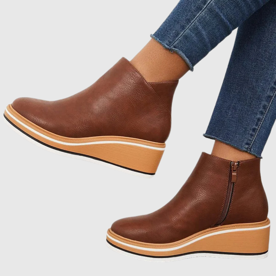 Natasha - Women's Tapered Ankle Boots with Side Zip