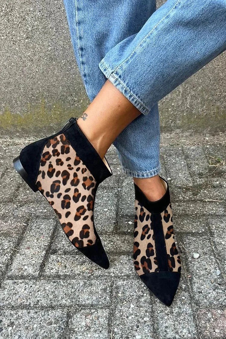 Noelle - Women's Leopard-Print Pointed-Toe Ankle Boots