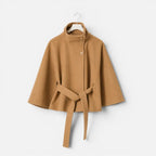 Norah - Women's Button-Front Cape Jacket with Tie Waist