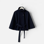 Norah - Women's Button-Front Cape Jacket with Tie Waist