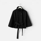Norah - Women's Button-Front Cape Jacket with Tie Waist