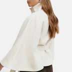 Norah - Women's Button-Front Cape Jacket with Tie Waist