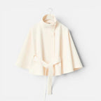 Norah - Women's Button-Front Cape Jacket with Tie Waist