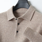 Oliver - Men's Button-Front Merino Wool Polo with Textured Collar