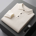 Oliver - Men's Button-Front Merino Wool Polo with Textured Collar