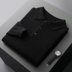 Oliver - Men's Button-Front Merino Wool Polo with Textured Collar