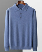 Oliver - Men's Button-Front Merino Wool Polo with Textured Collar