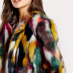 Ophelia - Women's Patchwork Faux Fur Jacket