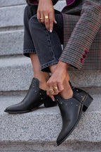 Ophelia - Women's Pointed Ankle Boots with Metallic Star Embellishments