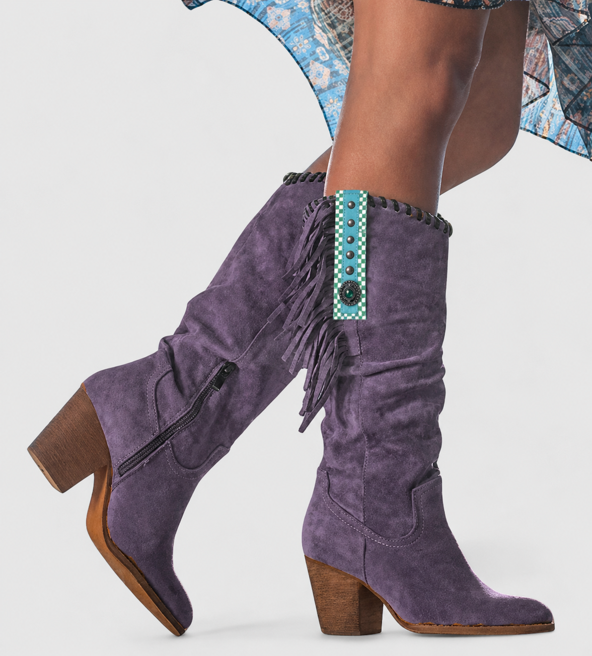 Ophelia - Women's Suede Knee-High Cowboy Boot