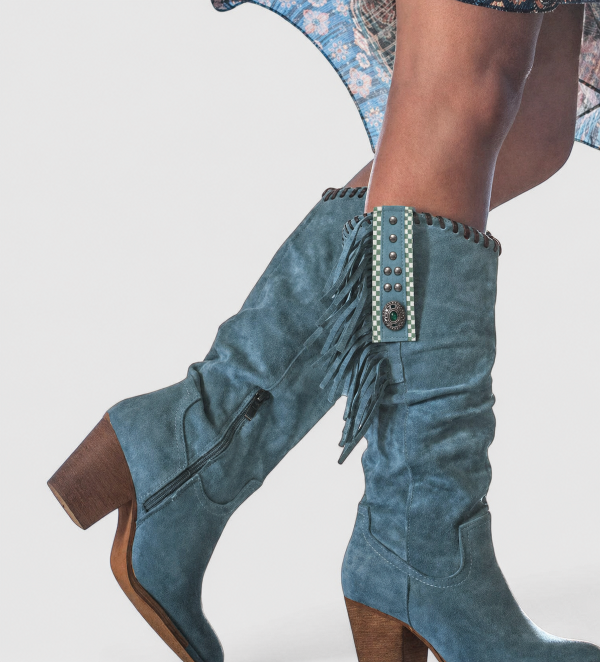 Ophelia - Women's Suede Knee-High Cowboy Boot