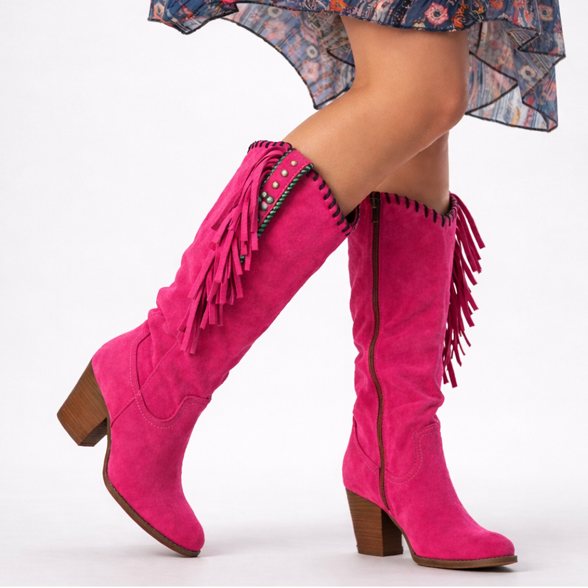 Ophelia - Women's Suede Knee-High Cowboy Boot
