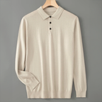 Orson - Men's Long-Sleeve Wool Blend Polo with Button Placket