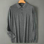 Orson - Men's Long-Sleeve Wool Blend Polo with Button Placket