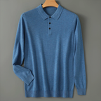 Orson - Men's Long-Sleeve Wool Blend Polo with Button Placket