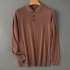 Orson - Men's Long-Sleeve Wool Blend Polo with Button Placket