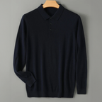 Orson - Men's Long-Sleeve Wool Blend Polo with Button Placket