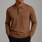 Orson - Men's Long-Sleeve Wool Blend Polo with Button Placket