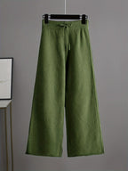 Paloma - Women's Cropped Crewneck Sweater and Wide-Leg Knit Trousers Set