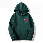 Petra - Women's Heart-Patch Hoodie with Drawstring and Kangaroo Pocket