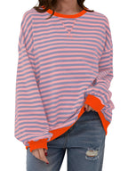 Petra - Women's Horizontal-Striped Crew-Neck Pullover