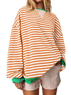 Petra - Women's Horizontal-Striped Crew-Neck Pullover