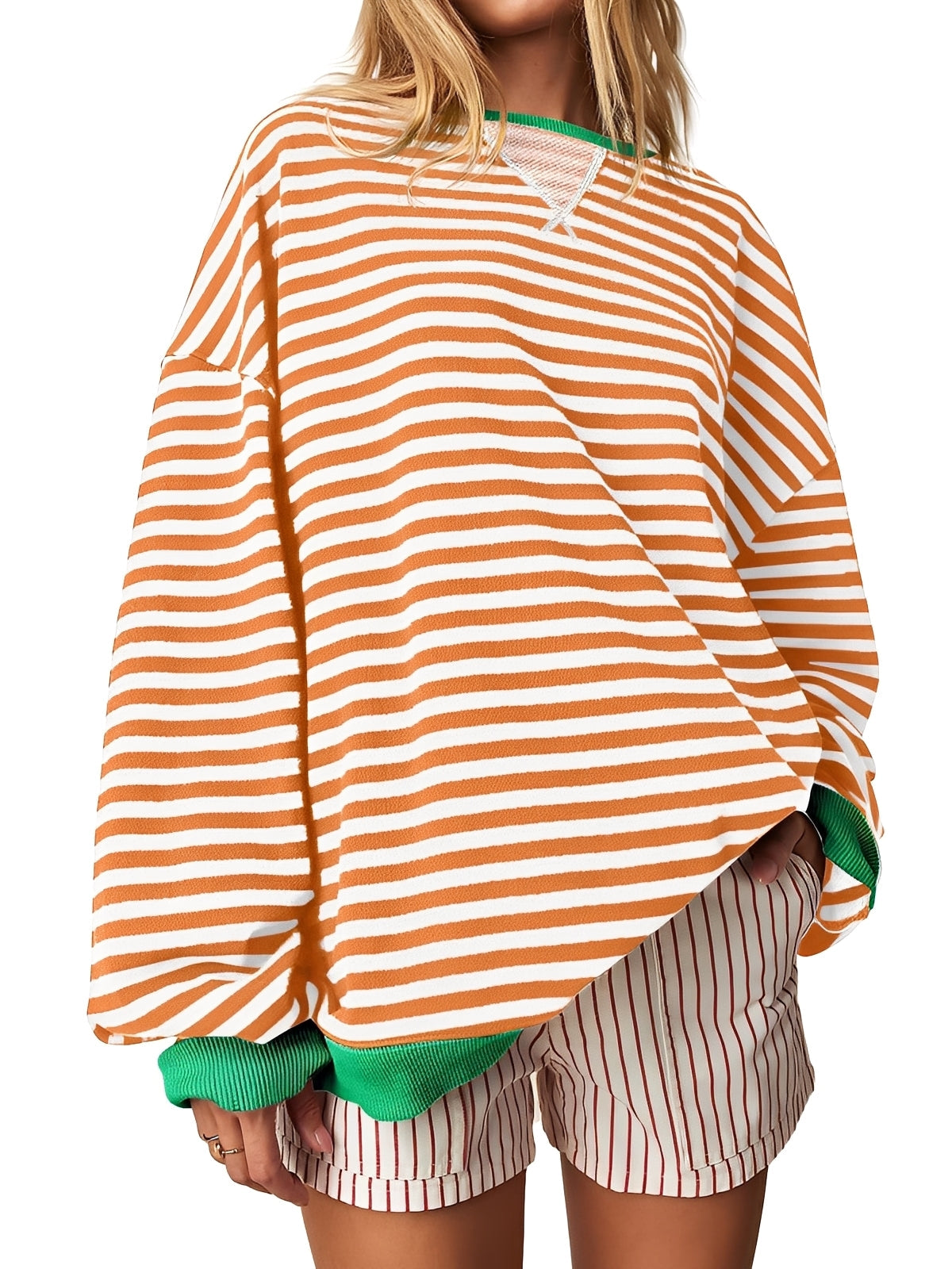 Petra - Women's Horizontal-Striped Crew-Neck Pullover