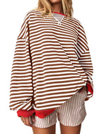 Petra - Women's Horizontal-Striped Crew-Neck Pullover