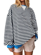 Petra - Women's Horizontal-Striped Crew-Neck Pullover