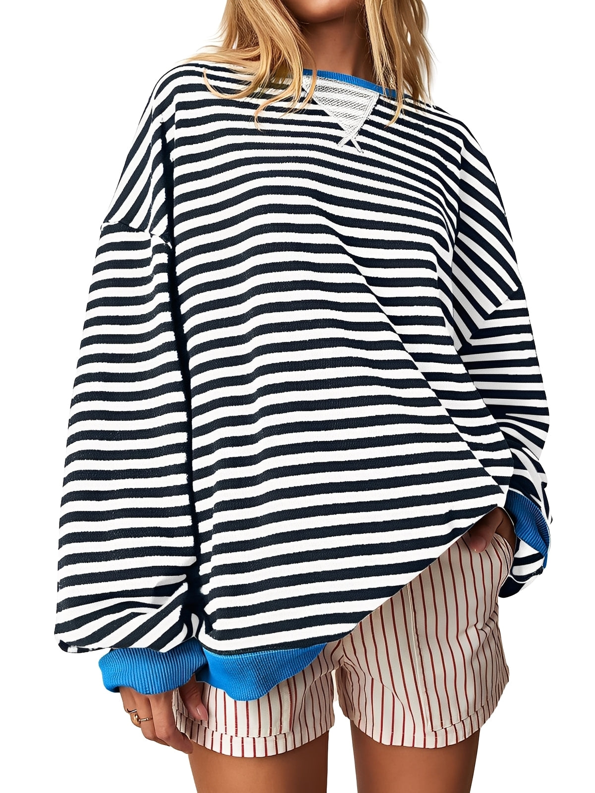 Petra - Women's Horizontal-Striped Crew-Neck Pullover