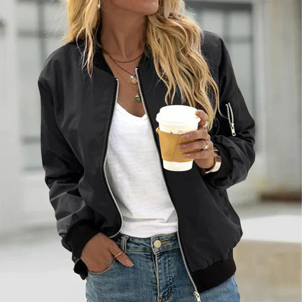 Phoebe - Women's Full-Zip Bomber Jacket with Ribbed Cuffs